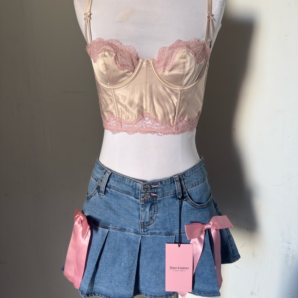SKIRT ONLY! Juicy Couture Jean with bows Skirt NWT
